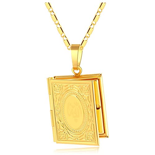 Islam Allah Collier Ouvert Musulman Coran Openable Bijout Photo Boîte De Médaillon Islamic pour Hommes