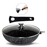 Wok Pfanne mit Deckel aus dem Hause Neumann/Rosenberg. Die Pfanne alleine kann auch im Backofen genutzt werden, zum Überbacken oder als Backform.