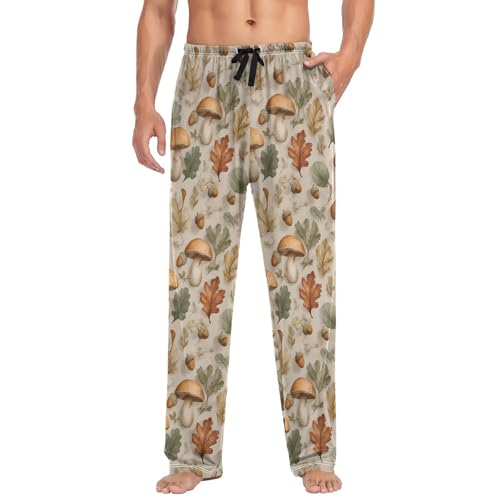 Mushroom Pinecone Men’s Pajama Bottoms Comfortable Relax Fit Lounge Pants