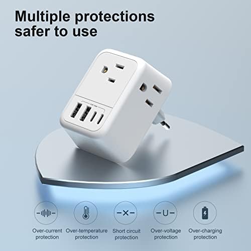 VYLEE European Travel Plug Adapter, Type C Foldable Power Adaptor — view 7