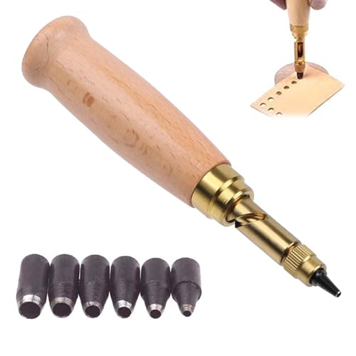 6-Teiliges Automatische Lochstanzer Lochstanzer Lochstanzer Papier Lochstanze Lederlocher 6 Größen:1 5 Mm 2 Mm 2 5 Mm 3 Mm 3 5 Mm 4 Mm Holzgriff Locher Zum Nähen Leder Papierhandwerk