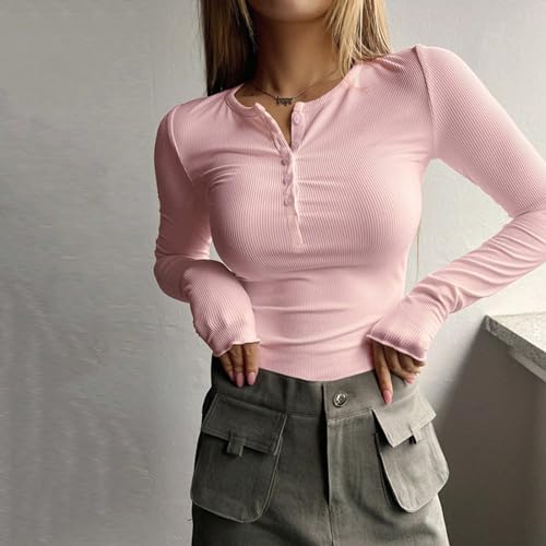 Men Thermal Shirts Long Sleeve Shirts for Women Casual Solid Henley Tops Button Down Shirts V Neck Blouses Basic4