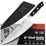 Dalstrong Chef Knife - 8 inch Blade - AUS-10V Japanese Steel - Full Tang - Black G10 Handle - Chef's Knife - Shogun Series ELITE - Razor Sharp Kitchen - Professional Premium Sheath