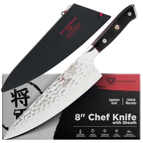 Dalstrong Chef Knife - 8 inch Blade - AUS-10V Japanese Steel - Full Tang - Black G10 Handle - Chef's Knife - Shogun Series ELITE - Razor Sharp Kitchen - Professional Premium Sheath