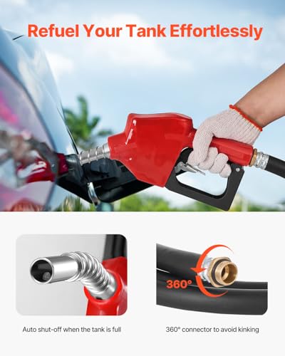 VEVOR Tragbarer Dieseltank 58 Gallonen Mobile Tankanlage, Rot Mobile Dieseltankstelle, 140 W Tankstation Dieseltank, 2600 RPM Transporttank, 12 V Automatik Pumpe, 4 m Schlauch Benzintank zum Betanken