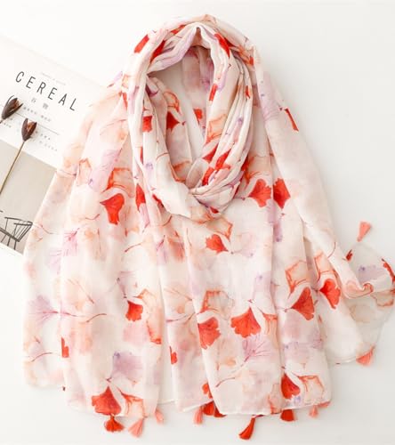 Travel Boho Scarf for Women Casual Lightweight Fashion Multicolor Shawl Wraps with Fringed Beads2