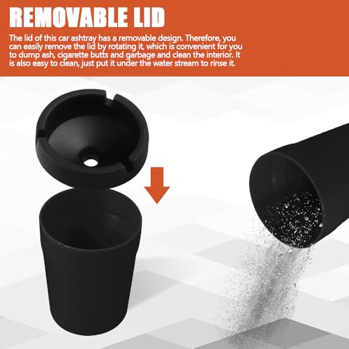 Image of Car Ashtray, Portable Mini Vehicle Cigarette Trash Can, Multifunctional Ashtray with Lid Smell Proof, Car Interior Accessories High Grade Detachable Smokeless Ashtray for Car Cup Holder
