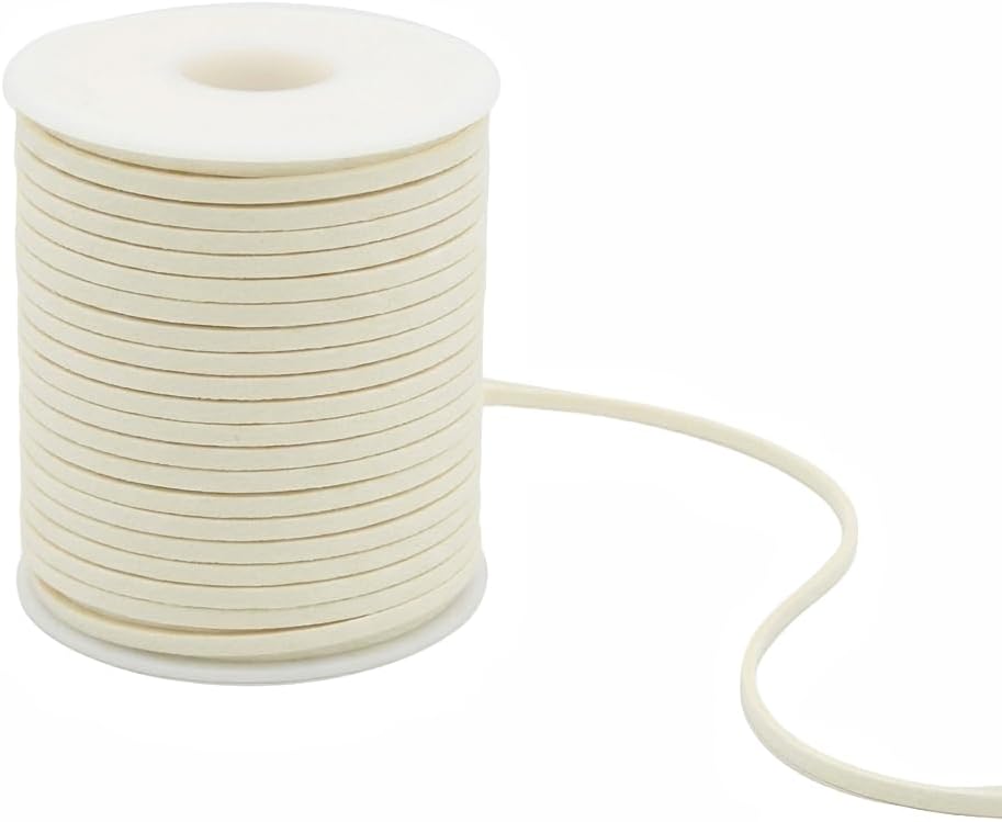 3mm x 49 Yards Leather String, Off-White Faux Leather Cord, Suede Leather Lace for Bracelets, Necklaces, Jewelry Making