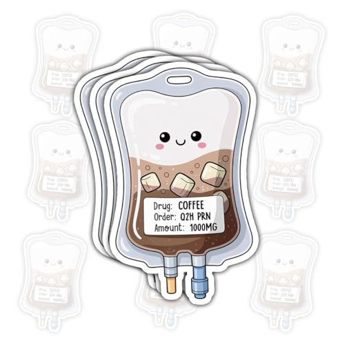 Calcomanías para bolsas de café intravenoso, divertidos stickers de matcha para enfermera, 3 2