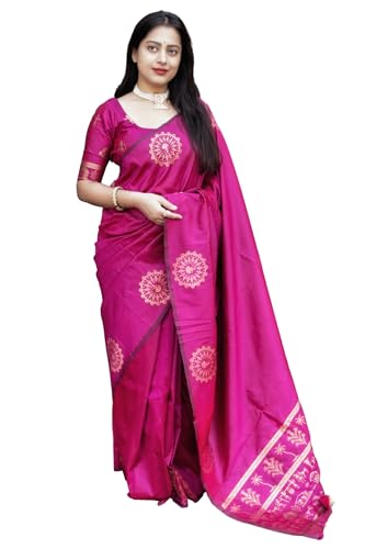 Image of SGF11 Women's Kanjivaram Soft Silk Saree With Unstitched Blouse Piece