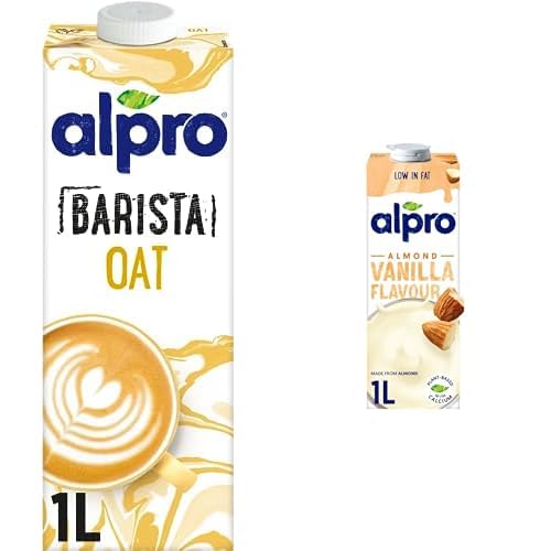 Alpro Barista Yulaf Bitkisel İçeceği, 1L ve Alpro Badem Vanilya Bitki Bazlı İçecek 1L