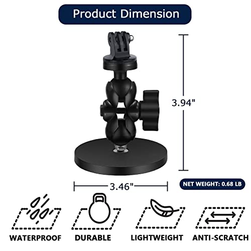 Usmallbee Magnetic Camera Mount For Gopro, Camera Mount With Ballhead Arm Tripod Compatible With Insta360 Gopro Hero 11/10/9/8/7/6/5 1Inch Balls(3.46 Inch Base) #TOP2