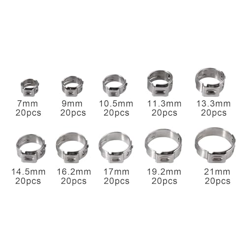 Proster PSTGT262-US 200Pcs Ear Clamps Stainless Steel Hose Clamp Clip 5.8-7Mm thumb #1