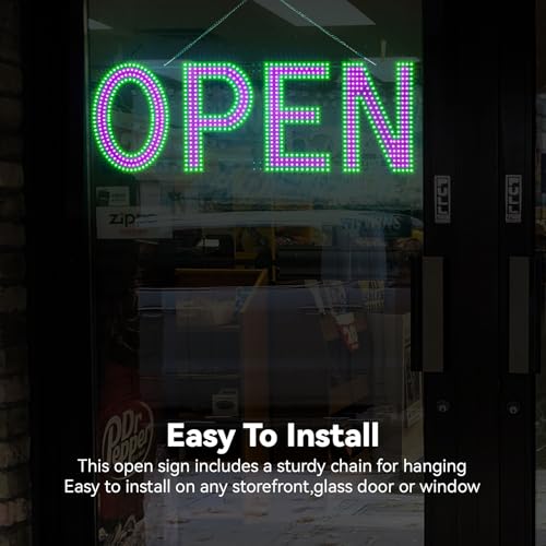 Image of Pink /Green LED Open Signs for Business 40x14 inch, Ultra Bright Light Up LED Sign for Storefront Window, Glass Door, Wall - Business Advertising Signs for Bar Shop Cafe Salon Restaurant