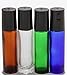 Vivaplex, 24, Assorted Colors, 10 ml Glass Roll-on Bottles with Stainless Steel Roller Balls. 3-3 ml Droppers included
