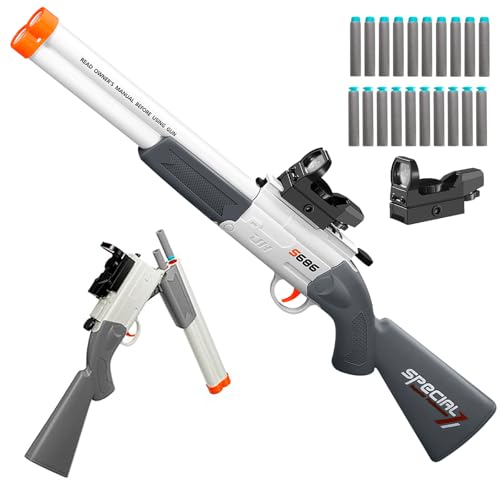 Shushuzz Toy Gun Double Barrel Shotgun Toy for Boys Age 8-12 - Realistic Foam Blaster with Scope &...