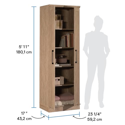 Image of HomePlus Kitchen Pantry Storage Cabinet with Adjustable Shelves, Craft Storage Cabinet, Brushed Oak Finish