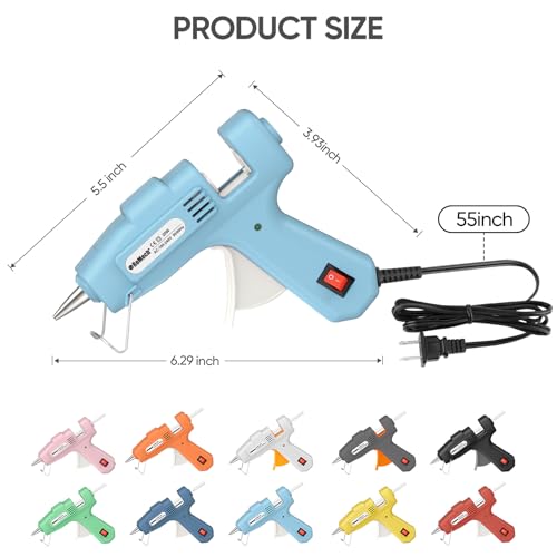 Image of ROMECH 20W Mini Hot Glue Gun with 30 Glue Sticks Set, Fast Preheating Hot Glue Gun Kit Heavy Duty Gluegun for Craft, DIY, Repairs (Cyan)