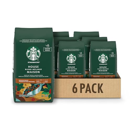 STARBUCKS House Blend Medium Roast Ground Coffee Bag, 6 Bags, 2 kg