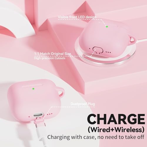 Image of Airpods 4 Cover Silicone Case (2024) Active Noise Cancellation (ANC) with Keychain Protective Case (Peach)