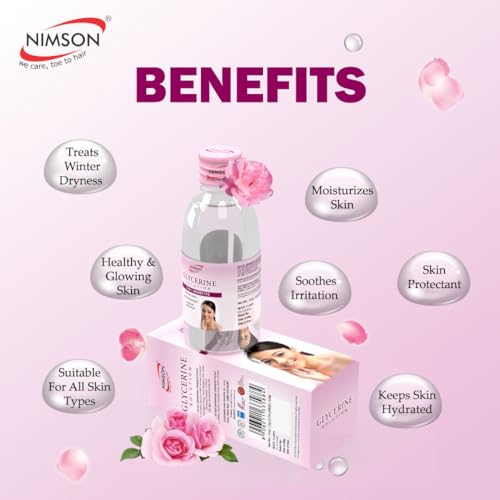 Image of Nimson Pure Glycerine for Skin Care - 50ml | Moisturizes, Heals & Protects Skin | Soothes Irritation | Soft, Glowing Skin | Ideal for Oily & All Skin Types | 100% Vegan