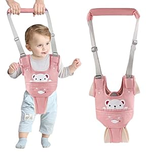 Baby Walking Harness Handheld Baby Walker Assistant Belt Adjustable Toddler Infant Walker Safety Harnesses Standing Up and Walking Learning Helper with Detachable Crotch for 9-24 Month (Pink)