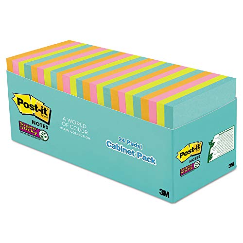 Post-it Notes super adhésives Miami lot de 24 blocs 7,6x7,6 cm