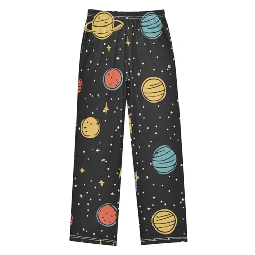 ZZXXB Space Planets Pattern Boys Long Pants Soft Trousers Elastic Waist Kids Lounge Bottoms with Pockets S-XL