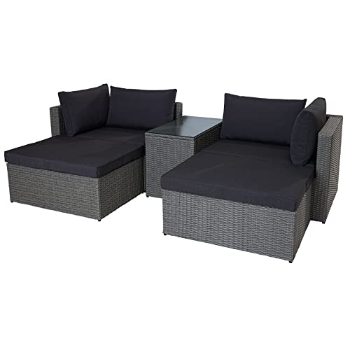 Riess Ambiente Outdoor Garten Lounge Set XXL MODULAR - grau - Polyrattan - Sitzgruppe inklusive Kissen
