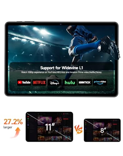 Image of 11 inch Android 16 Tablet, Blue Case and Keyboard | Tablet PC with Keyboard & Mouse, 32GB RAM 256GB ROM Octa Core, 8000mAh Battery
