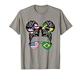 Half American Half Brazilian Girl USA Brazil Flag Patriot T-Shirt