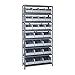 Quantum Storage Systems 2475-483485GY Shelving Unit, 24" D x 36" L x 75" H, Carbon Steel, Galvanized with Gray Bins