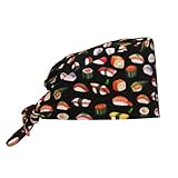 Sushi Working Cap with Sweatband Adjustable Unisex Men Women Tie Back Head Cover Elastic Bandage Nurse Surgical Caps