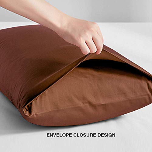 FLXXIE Microfiber Pillow Cases Standard Size, Soft Pillowcases with Envelope Closure, Wrinkle, Stain Resistant Pillow Covers, 20x26, Brown