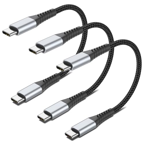 PEAKLIFT Short USB C to USB C Cable [15CM 3Pack] 60W 3A PD Fast Charging USBC to USBC Cable Short Braided Type C to Type C Charger Cord for iPhone 16 15 Galaxy S23 S22 S21 Macbook Pro/Air Pixel