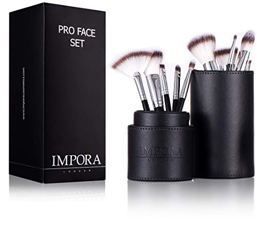 Makeup Brush and Case Set by Studio 5 Cosmetics. Powder / Blush Brush, Foundation Brush, Eyeshadow Brush, Blending Brush, Lip Brush and Angled Eyeliner Brush. Synthetic Bristles for Powder or Liquid P