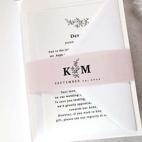 Set of 10 Modern 4x6 Wedding Invitations with RSVP Cards, Envelopes, Wedding Kit with Invites, Details card, QR Code Card, Belly Band, Response Cards, Vellum Wrap, Wax Seal (4\" x 6\" or 10x15 cm) - Thumbnail 3