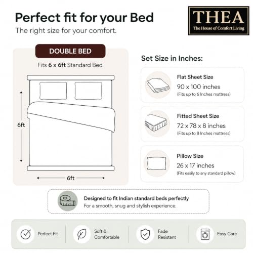 Image of THEA Double Bedsheet Set| 100% Cotton Like Soft Fabric | Microfiber Double Bedsheet for Double Bed (90 X 100 inches) with 2 Pillow covers,Petal Symphony