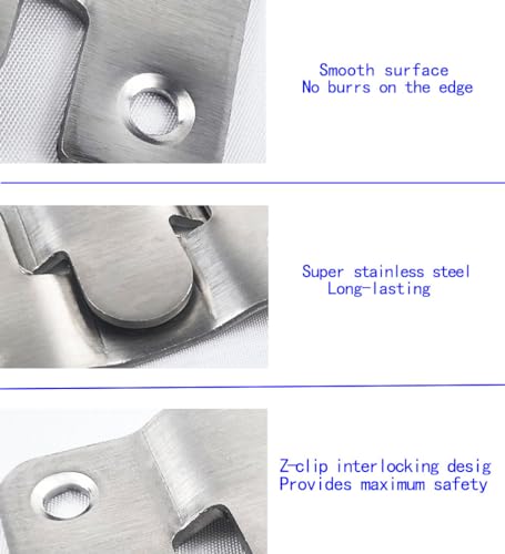 Image of 8Pcs Flush Mount Bracket,Stainless Steel Interlock Hanging Buckle,Z-Clips Flush Mount Bracket Stainless,Interlocking Heavy Duty Photo Frame Hook,Large-4 Pairs