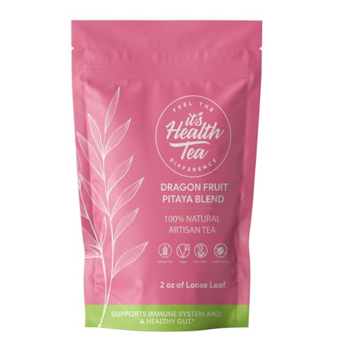 Dragon Fruit Pitaya Tea for Immune & Gut Health Support w/Dragon Fruit, Pineapple, and Much More! Loose Leaf 2oz with 30 Tea bags included!