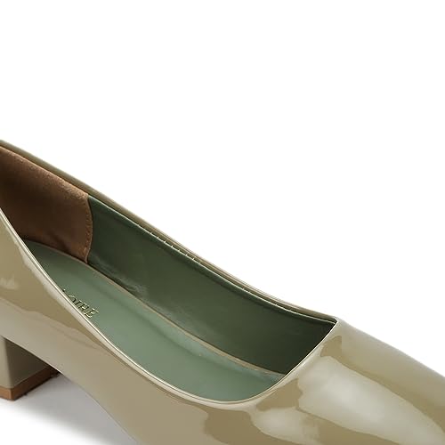 Image of Marc Loire Women Square Toe Solid Block Heel Pumps for Office, Party and Formal Wear