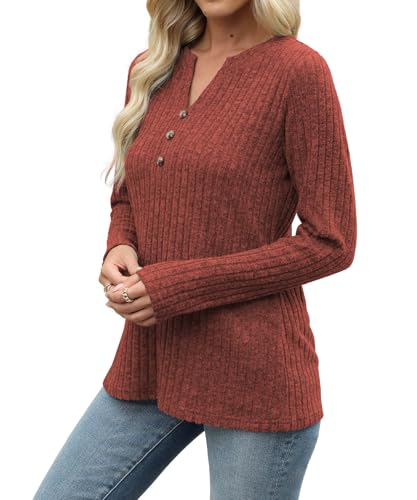 Image of XMTOPYE Sweaters for Women Fashion Long Sleeve Tops Pullover V Neck Casual Loose Sweatshirt