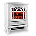 Elektrokamin Elektrischer Kamin mit Heizung LED Kaminfeuer Effekt Heizer Ofen 2000W 60 x 28 x 50cm weiß E Kamin Deko