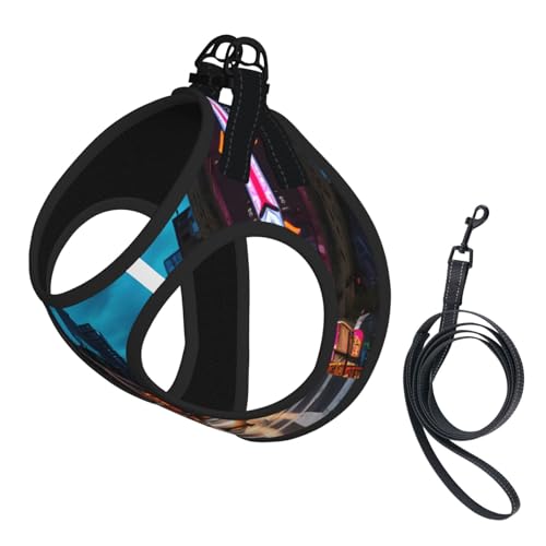 Streets of New York City Printing Dog Summer Harness,Soft Light Puppy Vest,Breathable Pet Harness Reflective for Easy Walking
