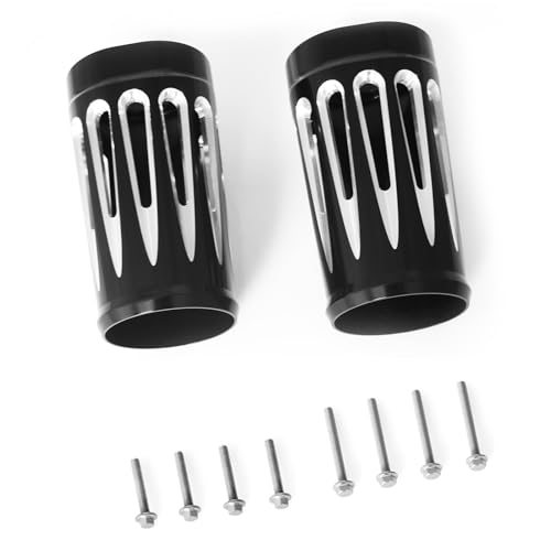 49mm Fork Slider Boots Cover For Harley Bagger touring Road King Street Electra tri trike tour Glide CVO Ultra Classic Limited FLHTK Billet CNC fork cover (Standard Deep Style- Black)