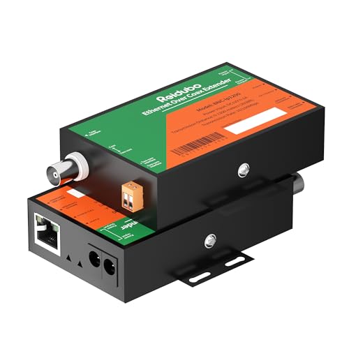Ethernet Over Coax EoC Converter Coax to Ethernet Adapter Extension Distance Up to 3938ft(1200m) 10/100mbps Coaxial IP Extender for Upgrading Analog Surveillance System to IP Surveillance System