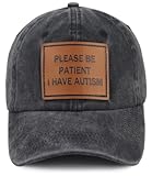 KKMKSHHG Please Be Patient I Have Autism Hat for Women Men, Funny Autism Awareness Accessories Baseball Cap, Thanksgiving Christmas Birthday Gifts for Mom Dad Black