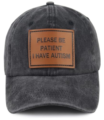 KKMKSHHG Please Be Patient I Have Autism Hat for Women Men, Funny Autism Awareness Accessories Baseball Cap, Thanksgiving Christmas Birthday Gifts for Mom Dad Black