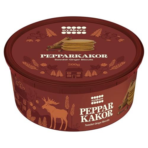 神戸物産 ジンジャークッキー 300g 1缶 スウェーデン直輸入 かわいいお菓子 PEPPARKAOR Swedish Gingersnaps Cookiesのサムネイル