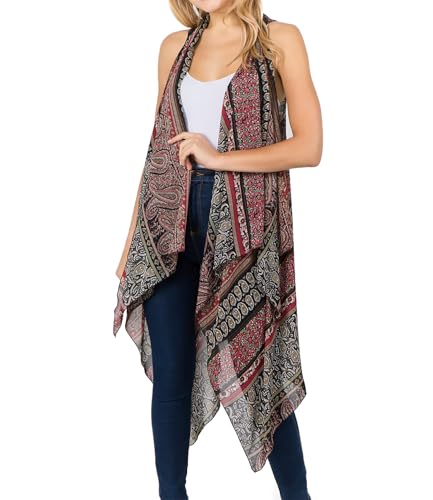 Image of Scarfand's Women's Sheer Open Front Lightweight Sleeveless Long Duster Cardigan Vest